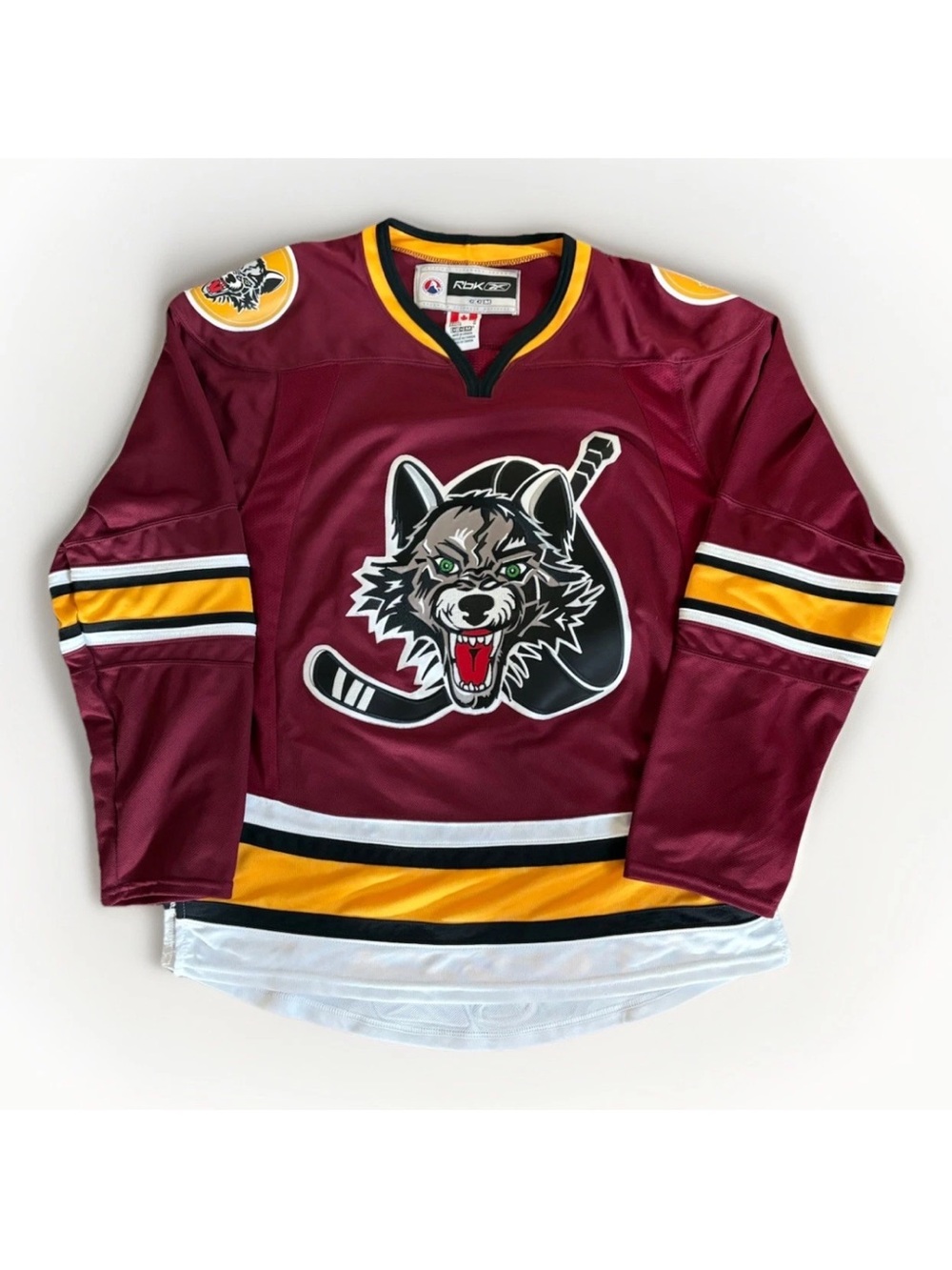 CCM Maroon Hockey Jersey with Yellow & Black Trim